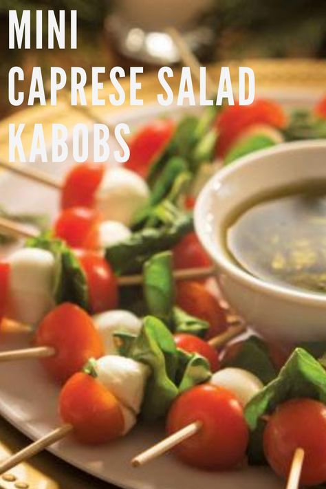 Bunko Food Ideas Bunco Party Appetizers, Bunko Food Ideas, Party Kabobs, Kebab Ideas, Mini Caprese Salad, Salad Kabobs, Caprice Salad, Bunko Food, Cheese Kabobs