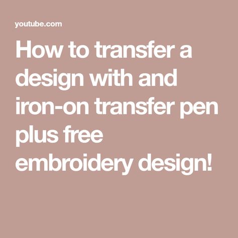 How to transfer a design with and iron-on transfer pen plus free embroidery design! Transfer For Embroidery, Iron On Embroidery, Embroidery Transfers, Free Embroidery Designs, Free Embroidery, Iron On Transfer, A Design, Embroidery Design, Free Printables