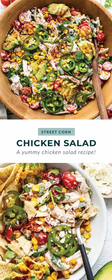 Classy Recipes, Street Corn Chicken, Street Corn Salad, Spring Favorites, Rotisserie Chicken Salad, Chicken Salads, Salad Dinner, Corn Chicken, Chicken Salad Recipe