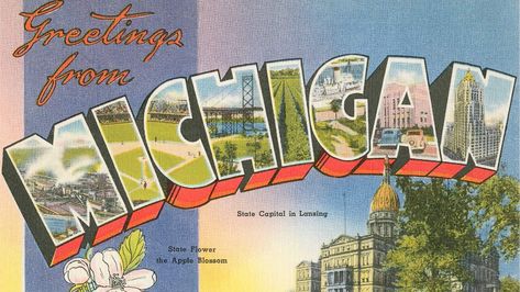 National Michigan Day is Jan. 18. Animation Career, Michigan Art, Lansing Michigan, Vintage Michigan, Drawing Faces, State Of Michigan, Pure Michigan, Large Letters, Apple Blossom