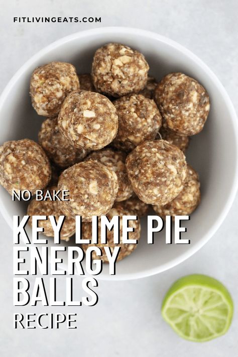 You won’t believe how good these No Bake Key Lime Pie Energy Balls are, not to mention, how good they are for you. With just 5 ingredients, they are naturally sweetened with Medjool dates and balanced with healthy fats from cashews. Great for a pre-work snack or if you're craving a healthy sweet treat. https://www.fitlivingeats.com/no-bake-energy-balls-key-lime-pie-recipe Lime Recipes Healthy, Healthy Key Lime, No Bake Key Lime Pie, No Bake Key Lime, Energy Balls Recipe, Lime Desserts, Wellness Ideas, Healthy Granola Bars, Preworkout Snack