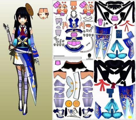 Airi Paper Doll In Anime Style - by S.V. - via Pepakura Gallery Paper Figure Template, Papercraft Anime, Figure Template, Paper Doll Printable Templates, Bags Making, Christmas Tree Coloring Page, Paper Dolls Clothing, Anime Paper, Paper Puppets