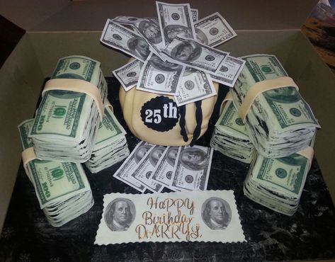 Stacked Money And Bag Cake All About the "BENJAMINS" Stacked Money and Bag Cake1/2 Yellow and 1/2 Chocolate Money StacksMoney Bag... Money Bag Cake, Cake 2022, Chocolate Money, Money Birthday Cake, Cake Marble, Money Cakes, All About The Benjamins, Cake Yellow, 30th Birthday Bash