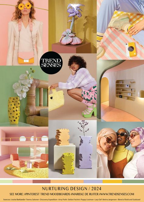 NURTURING DESIGN // 2024 – Trendsenses - Moodboard - Trend - Mood - Marieke de Ruiter - Trendmoodboard - Trendforecasting - Sources: Louise Bankander – Teemu Salonen – Discovery Expedition – Arny Praht – Stefani Fachini – Poppy Lissiman – Lazy Oaf – Betina Jørgensen – Blend of Bold and Subdued - @mariekederuiter - Our moodboards are free, feel free to support us. Trend Boards Ss23, Trend Senses 2023, Pinterest Trends 2023, Color Pallets 2023, 23ss Trend Color, 2023 Trends Forecast, 2023 Spring Fashion Trends Forecast, Ss23 Catwalk, 2023 Color Trends Fashion