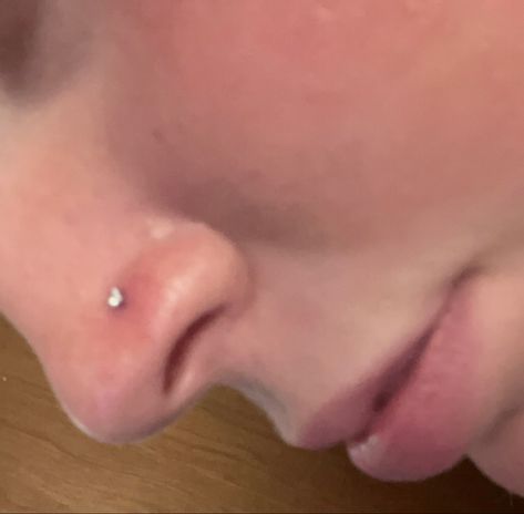 Side Nose Percinings, Periceing Ideas Nose, Fresh Nose Piercing, Nose Piercing On Small Nose, Right Side Nose Piercing, Aesthetic Piercings Nose, Nose Piercing Nasallang, Nose Piercing Inspo Stud, Cute Facial Piercings Nose