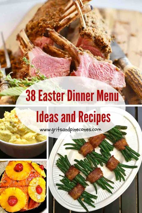 38 Easy Easter Dinner Menu Ideas and Recipes is a compilation of traditional and classic Easter recipes, menus and ideas for delicious mostly make-ahead main dishes, sides, salads, bread, and decadent desserts. Our hope is these ideas will make it easy for you to plan and prepare an unforgettable Easter meal that will wow your family and guests! Men Recipes, Easter Dinner Menu Ideas, Easy Easter Dinner Recipes, Keto Easter, Easy Easter Dinner, Easter Dinner Menus, Dinner Meat, Thanksgiving Brunch, Dinner Menu Ideas