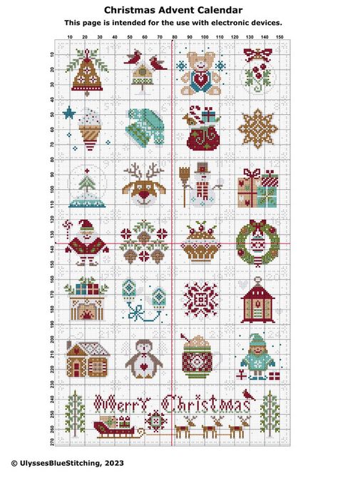 Gallery.ru / Фото #3 - Ulysses Blue Stitching - Christmas Advent Calendar - Mussen Christmas Cross Stitch Patterns Free Advent Calendar, New Year Cross Stitch, Christmas Cross Stitch Patterns Free, Advent Calendar Pattern, Xmas Pattern, Cross Stitch Christmas Stockings, Christmas Stocking Pattern, Christmas Calendar, Diy Advent Calendar