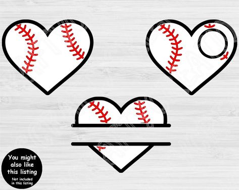 Softball Svg Files, Sports Vector, Svg Monogram, Softball Svg, Baseball Svg, Silhouette Ideas, Heart Svg, Vector Cut Files, Vector Cut