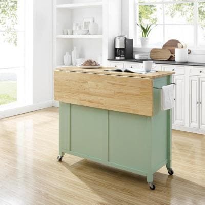 Moveable Kitchen Island, Narrow Kitchen Island, Drop Leaf Kitchen Island, Mint Kitchen, Portable Kitchen Island, Kitchen Island On Wheels, Island Cart, Green Island, Rolling Kitchen Island