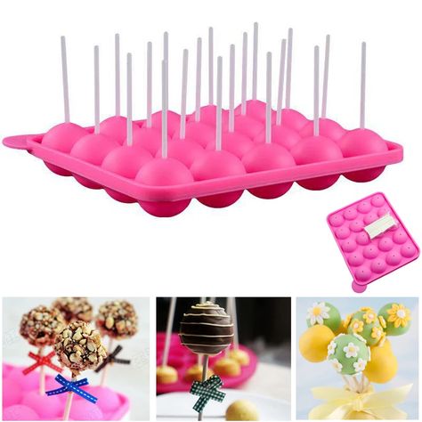 0.99US $ 96% OFF|20 Holes Silicone Cake Pop Mold Lollipop Maker Baking Cake Mould Candy Chocolate Bar Mold Kitchen Accessories Decorating Tools| |   - AliExpress No Bake Cake Pops, Candy Maker, Chocolate Bar Molds, Tray Cake, Cake Pop Molds, Candy Making Supplies, Lollipop Mould, Lollipop Candy, Chocolate Lollipops