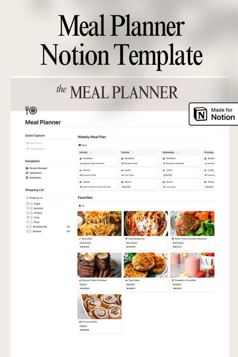 Meal Planner Notion Template | Recipe Tracker minimalnotiontemplate #travelplannertemplatenotion☘️ Notion Recipes, Recipe Tracker, Nutrition Worksheets, Notion Meal Planner, Planner Template Weekly, Meal Prep Planner, Recipe Organizer, Meal Tracker, Travel Planner Template