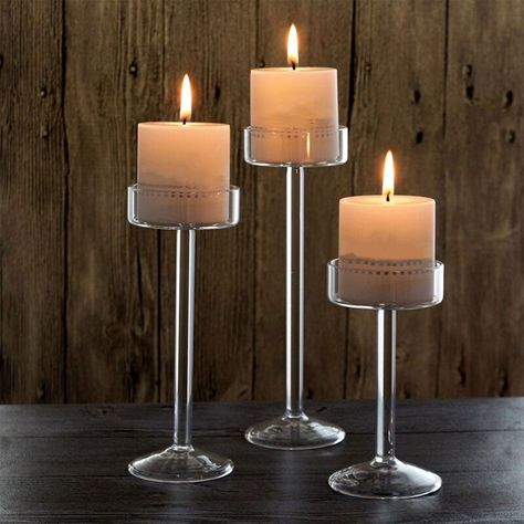 Tall Glass Candle Holders, Table Centerpieces For Home, Bar Cups, Candle Sticks Wedding, Simple Wedding Decorations, Tall Candle Holders, Glass Votive Candle Holders, Stand Table, Classic Candles