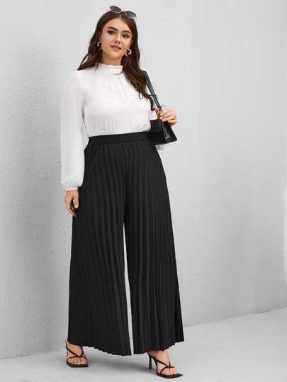 Wide Leg Pants Outfit Plus Size, Plus Size Wide Leg Pants Outfit, Elegant Plus Size Outfits, Wide Leg Pants Outfit Work, Plus Size Business Attire, Pleated Wide Leg Pants, Outfit Elegantes, Plus Size Workwear, Wide Leg Pants Outfit