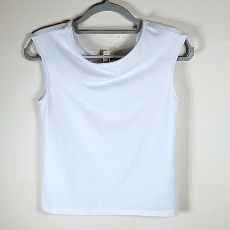 Boatneck Cotton/Elastine/Modal White Medium Nwt Madewell Top, Boat Neck, Madewell, Sleeveless Top, Color White, Women Shopping, White, Color