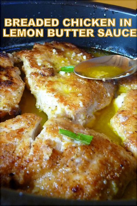 It is a light breading. I use Parmesan cheese sparingly, and the Lemon Butter Sauce is over-the-top good! You need to try this recipe. My husband and I absolutely loved this incredibly flavorful meal. ~ Jen #breadedchickenbreasts #chickenbreastrecipes #chickendinner #chickenbreasts #lemonbuttersauce #lowcarb #keto #glutenfree Chicken Breast Cutlet, Homemade Chicken Stock, Low Carb Chicken Recipes, Meat Recipe, Lemon Butter Sauce, Health Dinner, Low Carbs, Main Course Recipes, Breaded Chicken