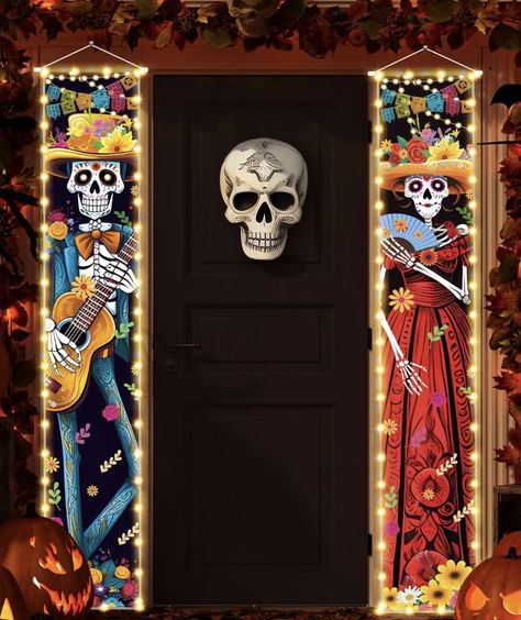 Halloween Decorations Dia De Los Muertos Lighted Porch Sign Banners Halloween Decor Mexico Day of The Dead Porch Signs Banner Mexico Day Of The Dead, Porch Sign, Wall Door, Porch Signs, Outdoor Wall, Dia De Muertos, Day Of The Dead, Outdoor Walls, Halloween Decor