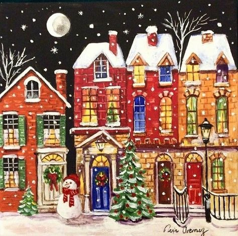 Instagram post by Christmas Time. • Jan 15, 2022 at 12:38pm UTC Watercolor Cottage, Storybook Art, Winter Snowman, Elementary Art Projects, Christmas Town, Winter Painting, Christmas Drawing, Christmas Scenes, Winter Art