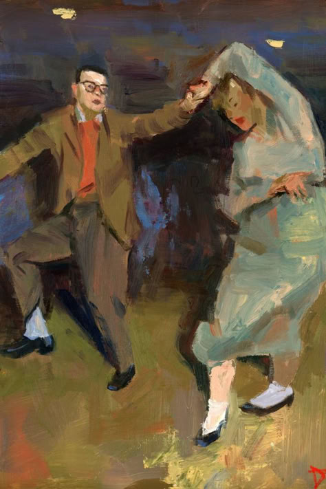 Two figures dance in this impressionist portrait painting. Abstract Dancing Figures, Loose Figure Painting, Figural Painting, Dancer Oil Painting, Art Gifts For Mom, Jitterbug Dance, Dancing Painting, Caroline Walker, John Lavery