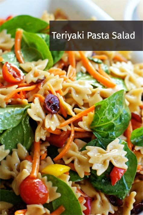 Teriyaki Pasta Salad, Teriyaki Pasta, Teriyaki Salad, Teriyaki Dressing, Potluck Salads, Nutrition Meals, Salad Party, Cold Noodles, Dinner Host