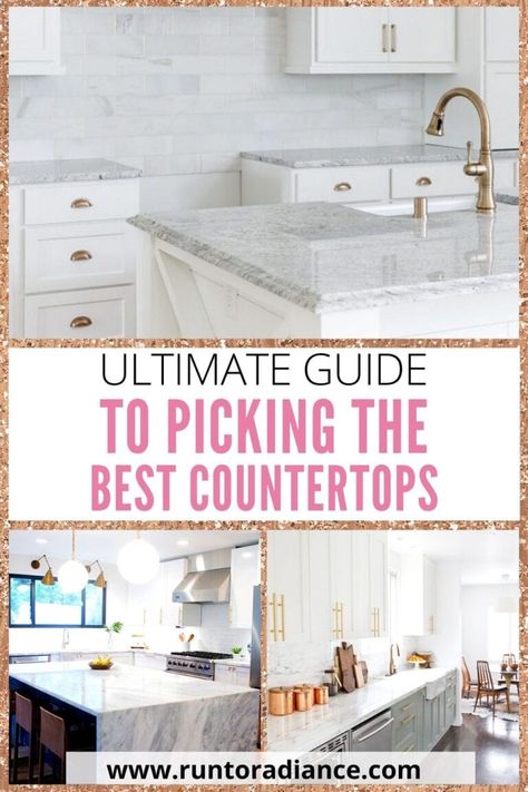 How To Pick The Best Kitchen Countertops - The Ultimate Guide Popular Kitchen Countertops, Best Countertop Material, Best Countertops, Kitchen Design Countertops, Countertop Choices, Best Kitchen Countertops, Kitchen Countertop Options, Kitchen Countertop Materials, Tile Countertops