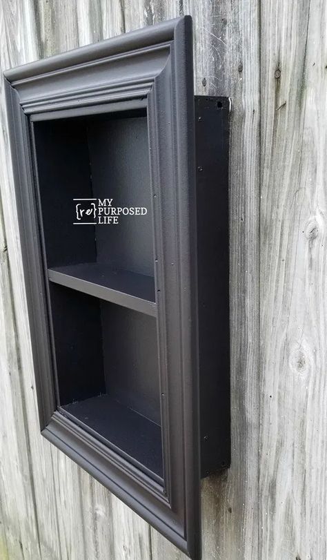 Built In Shadow Box In Wall, Diy Shadow Box Frame, Box Frame Ideas, Shadowbox Diy, Shadow Box Diy, Large Shadow Box, Diy Shelves Bathroom, Drawers Repurposed, Shadow Box Shelves