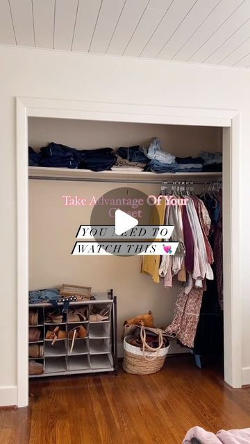 Organization | Home | Amazon Finds on Instagram: "🛍️ Take advantage of your closet space for more room for new outfits! 🌟  #homedecoration  #closetmakeover  #closetgoals  #homehacks   Credits: @shylacino" How To Hide Open Closet, Optimizing Closet Space, Wallpaper For Closet Small Spaces, Covering A Closet With No Door, No Closet Door Ideas, Closet Curtain Ideas Bedroom, Closet With No Doors Ideas, Closet With No Doors, Closet No Doors