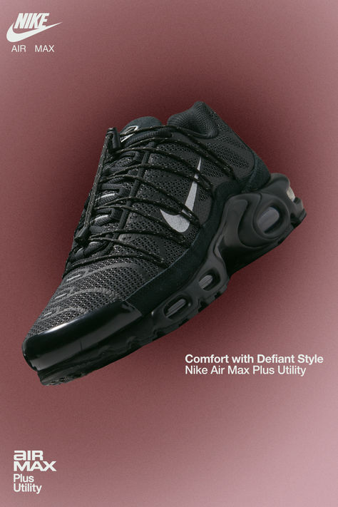 A rugged upgrade perfect for your urban adventures. Nike Air Max Plus Outfit, Air Max Plus Outfits, Director Portfolio, Sneakers Drawing, Nike Slippers, Custom Sneakers Diy, Performance Review, Stuff For School, Style Outfits Men