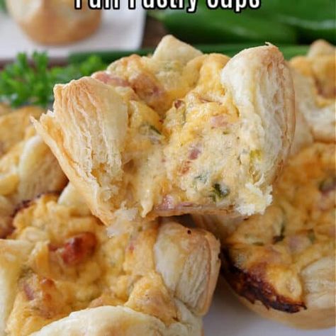 Sausage Green Bean Potato Casserole - Great Grub, Delicious Treats Ham And Cheese Puff Pastry, Puff Pastry Cups, Pastry Cups, Cream Cheese Puffs, Mini Lemon Cheesecakes, Cream Cheese Puff Pastry, Puff Pastry Shells, Cheesy Potato Casserole, Cheese Puff