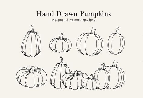 Cricut Pumpkin, Pumpkin Clip Art, Pumpkin Sketch, Fall Clip Art, Pumpkin Drawing, Art Pumpkin, Pumpkin Illustration, Fall Art Projects, Fall Sewing