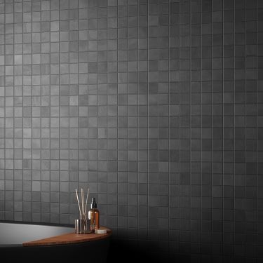 New Tile Products & Designs | TileBar.com Square Tile Bathroom, Silver Tile, Wall Mosaic, Modern Bathroom Interior, Black Mosaic, Bathroom Inspiration Modern, Concrete Look Tile, Ceramic Mosaic Tile, Ivy Hill Tile