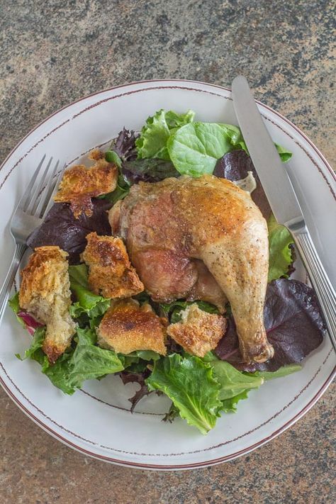 This one-dish dinner for spatchcocked chicken with sourdough croutons & schmaltz is one you will make again and again. The schmaltz (chicken fat) drips down onto the crusty bread during roasting for an experience you will not soon forget. Pasta With Zucchini And Tomatoes, Sourdough Croutons, Spatchcocked Chicken, Rosemary Roasted Chicken, Low Fodmap Snacks, Fodmap Snacks, Spatchcock Chicken, One Pan Dinner, Tomato Pasta Sauce