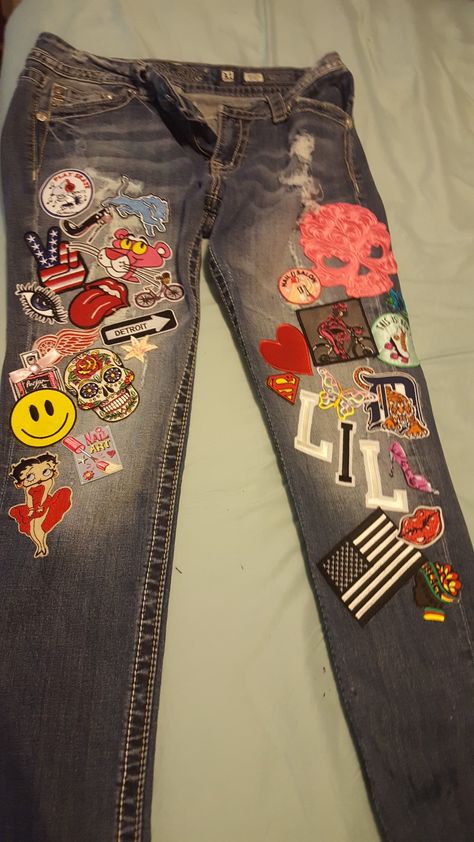 My homemade patch jeans Homemade Patches, Patch Jeans, Patched Jeans, Cute Outfits, Clothes