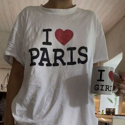 T Shirts Aesthetic, Girl In Paris, Harajuku Girl, Cute Letter, Sweet Top, Love Paris, Creative Personality, Top Summer, Street Fashion