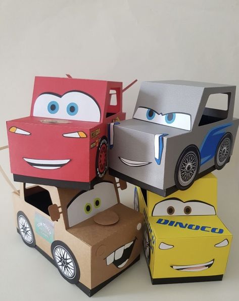 Cardboard Cars, Carton Car, Lightning Mcqueen Party, Cardboard Box Car, Cardboard Car, Disney Cars Birthday, Cars Birthday Party Disney, Car Themed Parties, Car Birthday Theme