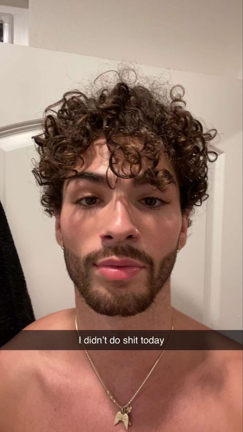 Loose Curls Men, Mens Loose Perm, Kaleb Ohlemacher, Loose Perm, Men Haircut Curly Hair, Mustache Styles, Story Building, Permed Hairstyles, Curly Hair Men