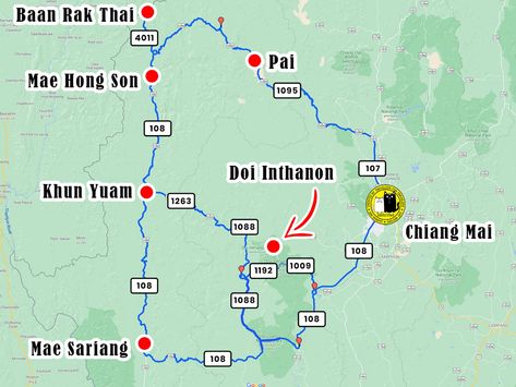 Mae Hong Son Loop Itinerary Map Phitsanulok, Ko Lanta, Mae Hong Son, Lampang, Koh Phi Phi, Trip To Thailand, Thai Street Food, Best Thai, Chiang Rai