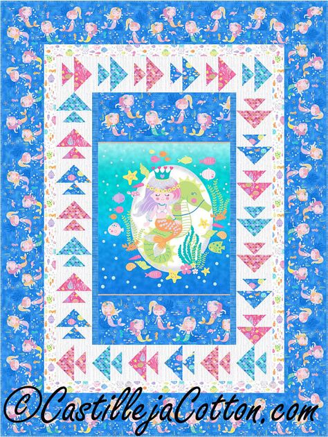 Fish Quilt Pattern, Winter Quilts Patterns, Kid Quilts Patterns, Mermaid Quilt, Panel Quilt Patterns, Lap Quilt Patterns, Horse Quilt, Fish Quilt, Northcott Fabrics