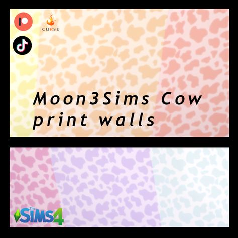 Sims 4 Cow Print Furniture, Sims 4 Cow Print Cc, Boys Room Wallpaper, Cow Wallpaper, Girls Room Wallpaper, Pastel Gradient, Wall Banner, Wood Wallpaper, Wall Ornaments