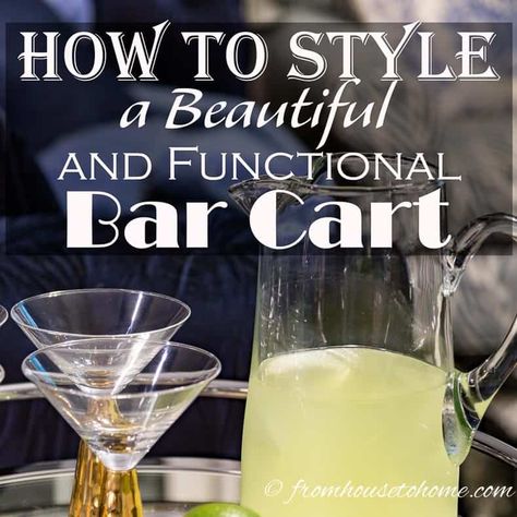 Bar carts are a very versatile piece of furniture to have when you are entertaining. Not sure how to set it up? Let us show you how to style a bar cart. Style A Bar Cart, Decorations Diy Party, Gold Champagne Flutes, Margarita Bar, Easy Party Decorations, Gold Bar Cart, Outside Bars, Wine Ice Bucket, Diy Party Decor