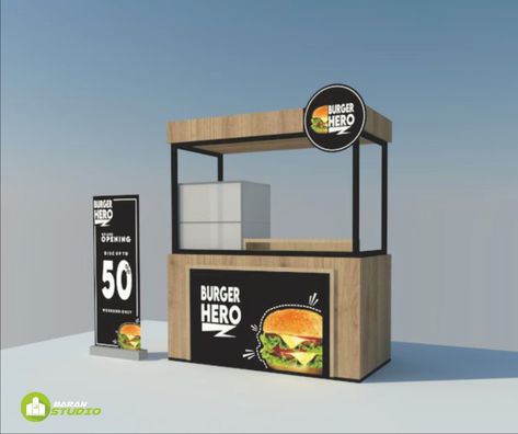 Food Stall Design Ideas Simple, Food Trailer Design, Pizza Stand, Food Setup, Food Truck Ideas, Food Stand Design, Korean Coffee Shop, Food Stall Design, Burger Stand