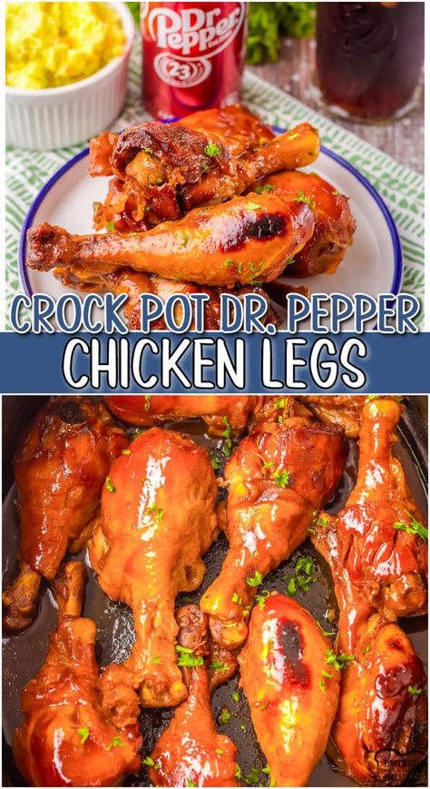 CROCK POT DR.PEPPER CHICKEN LEGS - Butter with a Side of Bread Crock Pot Dr Pepper Ribs, Dr Pepper Crock Pot Chicken, Crockpot Ribs With Dr Pepper, Crock Pot Chicken Legs Slow Cooker, Crockpot Drumsticks Easy, Chicken Legs In Crockpot, Bbq Chicken Legs Crockpot, Chicken Legs In The Crock Pot, Chicken Leg Slow Cooker