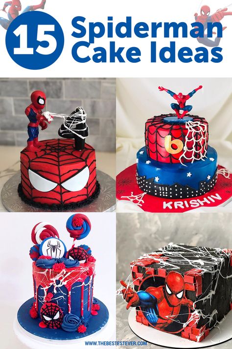 We take a look at 15 of the most amazing Spiderman cake ideas that are perfect for the upcoming birthday party. Be inspired & get ideas. #spiderman #spidermancake 3rd Birthday Party For Boy Spiderman, Kue Ultah Spiderman, Benten Cake, Spiderman Cakes For Boys, Spiderman Cake Birthday Boys, Boys 3rd Birthday Cake, Spiderman 5th Birthday Party, Spidey Birthday Party Ideas, Spiderman Party Food Ideas