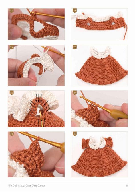 Mini Doll Crochet Pattern, Crochet Dress For Doll, Crochet Doll Dress Pattern, Crochet Doll Dress Free Pattern, Doll Dress Crochet Pattern, Crochet Doll Hair, Doll Dress Form, Crochet Doll Clothes Free Pattern, Doll Crochet Pattern