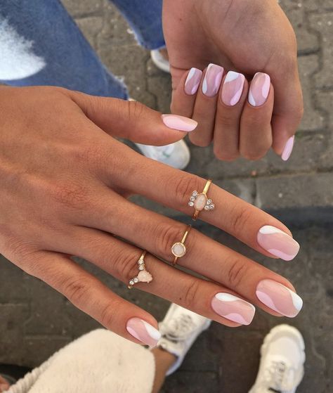 Square French Tip Nails Short, Short Rounded Acrylic Nails, Round Square Nails, Square Oval Nails, Round Nail Designs, Rounded Acrylic Nails, Oval Acrylic Nails, Oval Nails Designs, Nails Short Square