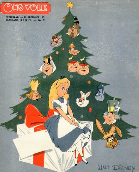 Vintage Disney Christmas, Disney Merry Christmas, Disney Xmas, Wonderland Christmas, Disney Cards, Retro Disney, Disney Alice In Wonderland, Disney Mom, Cartoon Christmas