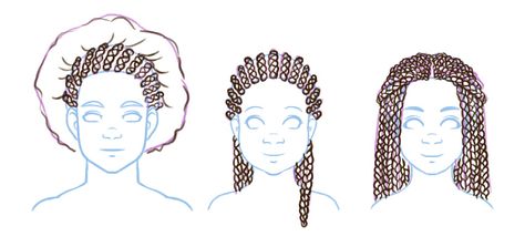 Afro Hair Drawing, Hair Template, Braids And Twists, Natural Afro, Drawing Hair Tutorial, Draw Hair, Drawing Hair, Hair Sketch, Manga Drawing Tutorials