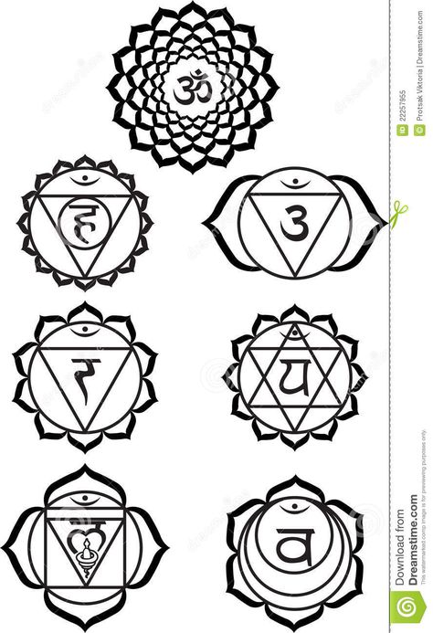 Chakra Symbols Black and White Chakra Paintings, Chakras Tattoo, Swadhisthana Chakra, Tato Geometris, Chakra Painting, Art Chakra, Chakra Tattoo, Yoga Tattoos, Arte Yoga