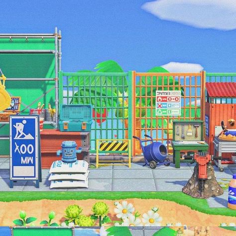 Animal Crossing Construction Site, Acnh Construction Site, Acnh Construction, Acnh Towncore, Acnh Kidcore, Construction Area, Acnh Ideas, Acnh Inspo, Animal Games