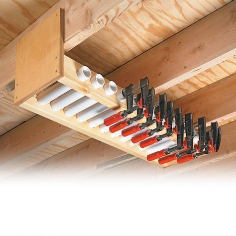 My clamps are always in the way... Tool Storage Ideas, Clamp Storage, Garage Organisation, Garage Workshop Organization, Shed Organization, Garage Tool Storage, Tool Storage Diy, Workshop Design, Garden Tool Storage