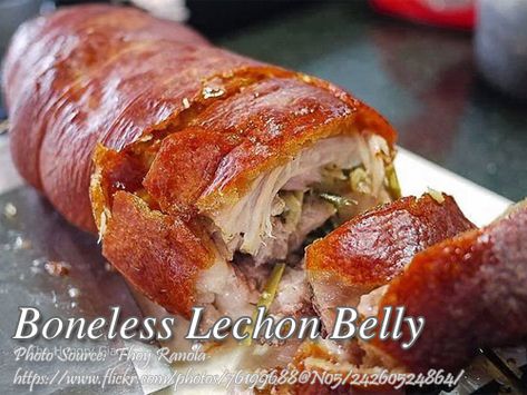 Boneless Lechon Belly Pork Belly Lechon Recipe, Lechon Recipe, Lechon Belly, Panlasang Pinoy Recipe, Panlasang Pinoy, Pork Belly Recipes, Roasted Pork, Filipino Dishes, Pinoy Food